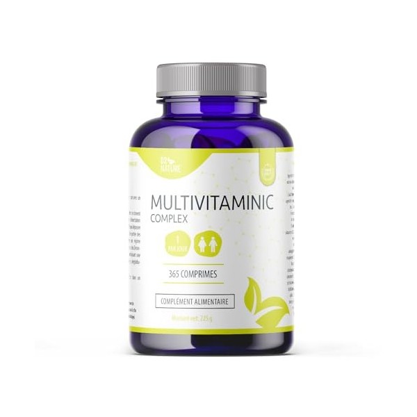 Multivitamines C E B1 B2 B6 B12 - Acide Pantothénique Folique - Calcium - Fer - Niacine - Énergie Santé Osseuse - Système imm
