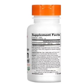 Doctors Best Niacine à Libération Prolongée avec niaXtend, 500mg - 120 Comprimés - Soutien Cardiovasculaire et Santé Métabol