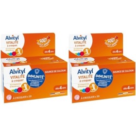 Alvityl - Comprimés à croquer Vitalité - 12 vitamines et 8 minéraux - Dès 4 ans - 30 comprimés Lot de 2 