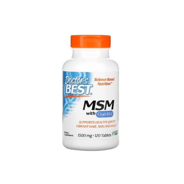 Doctors Best MSM avec OptiMSM Vegan, 1500mg - 120 gélules végétales - Soutien pour la Mobilité Articulaire
