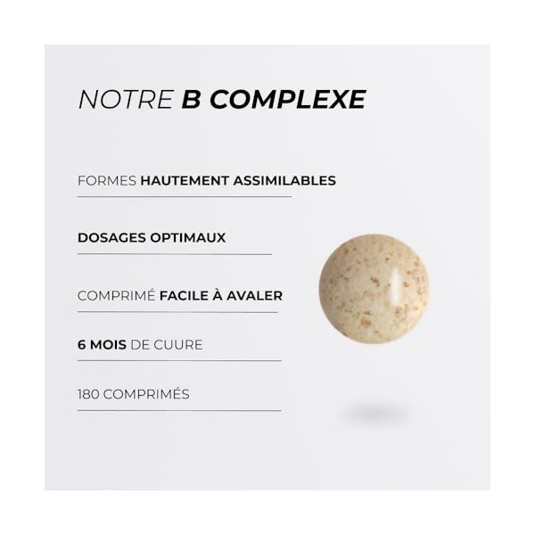 Vitamine B Complexe - CUURE - Formes Hautement Assimilable - Vitamine B1, B2, B3, B5, B6, B7, B8 / Biotine, B9 / Acide Foliqu
