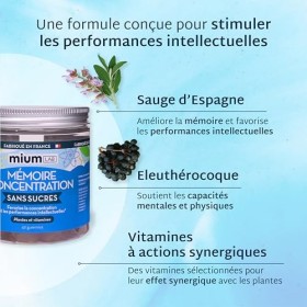 Mium Lab - Mémoire & Concentration, Anti-Stress, Capacités intellectuelles - Adultes & Adolescents - Plantes et Vitamines Hau