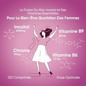 Myo Inositol 4000mg - Enrichi en Vitamines B6, B9 Acide Folique, Chrome - Bien-Être Femme - Pour Métabolisme Énergétique, Gly