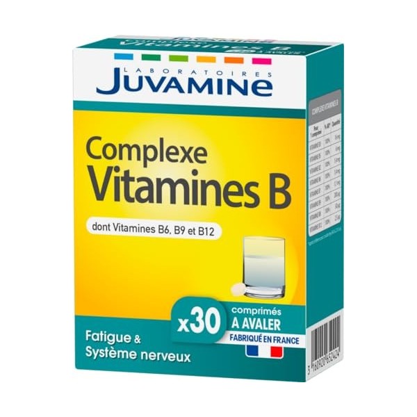 JUVAMINE - Complexe vitamines B - 30 comprimés - Fatigue et Système nerveux - Garantit 100% des besoins quotidiens en 8 vitam