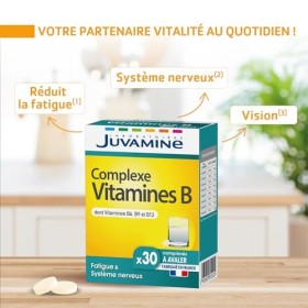JUVAMINE - Complexe vitamines B - 30 comprimés - Fatigue et Système nerveux - Garantit 100% des besoins quotidiens en 8 vitam