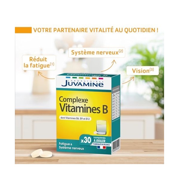 JUVAMINE - Complexe vitamines B - 30 comprimés - Fatigue et Système nerveux - Garantit 100% des besoins quotidiens en 8 vitam