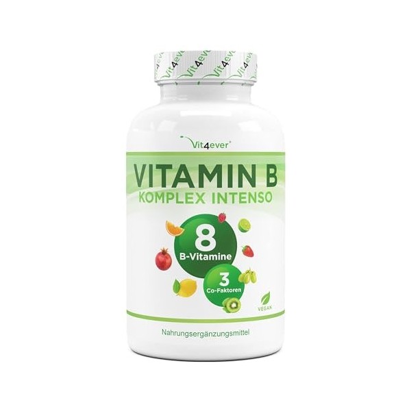 Complexe de vitamines B - 240 gélules 8 mois - Jusquà 10 fois plus dosé - Avec formes bio-actives + Quatrefolic® + co-fact