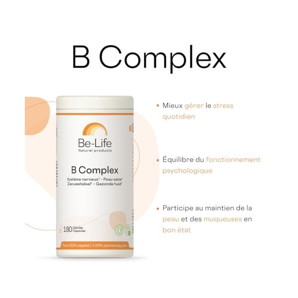BE-LIFE | B Complex | Complément alimentaire | Régulation du stress | Maintien de la peau en bon état | Synergie de vitamines