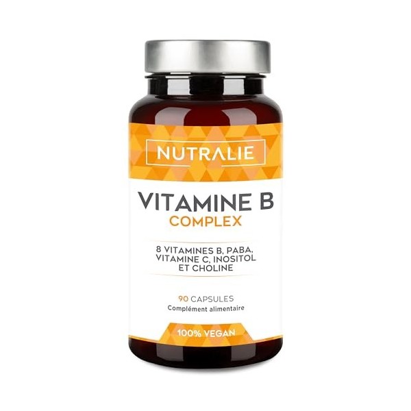 Complexe de Vitamines B + Vitamine C - Haute puissance - 8 vitamines B, C, Inositol, Choline, PABA - Complexe Vitamines B B1 