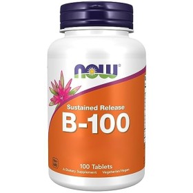 Now Foods, Vitamin B-100 Sustained Release, Complexe de Vitamine B, Haute Dosé, avec PABA, 100 Comprimés végétaliens, Testé e