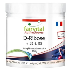 Fairvital | D-Ribose en poudre - combiné avec des vitamines B3 et B5 - VÉGAN - 300g
