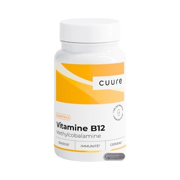 Vitamine B12 Vegan 1000 µg - CUURE - 120 Jours - Forme Méthilcobalamine Hautement Assimilable - Immunité, Anti-Fatigue & Syst