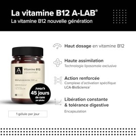 A-LAB Vitamine B12 liposomale 1000µg - Assimilation renforcée - Complément Alimentaire Santé Cardiovasculaire, Système Nerveu