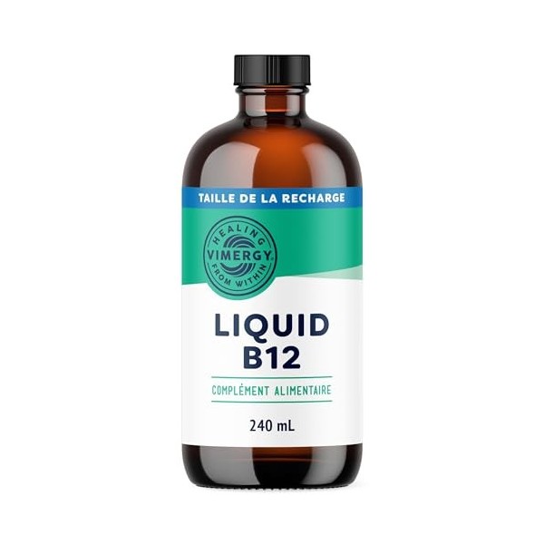 Vimergy Vitamine B 12 Liquide – 240 ml – Vitamine B12 Liquide Végane – Soutient le Système Nerveux Cérébral – Saveur Naturell