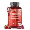 Vitamine B12 Méthylcobalamine 1000mcg - 120 Gummies Vegan 4 Mois - Goût Fraise - B12 Vitamine Fatigue, Immunité, Métabolism