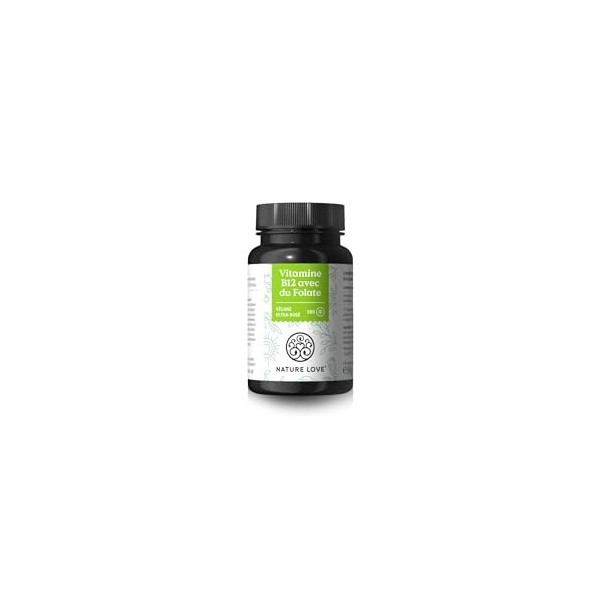 NATURE LOVE® Vitamine B12 Végane - 1000µg/jour - 180 comprimés - 2 formes actives adénosyl- et méthylcobalamine, libération p