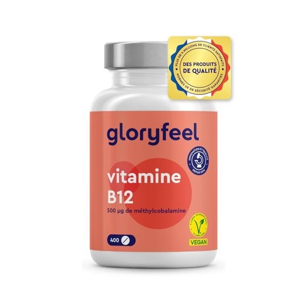 Vitamine B12 Méthylcobalamine 1000µg par Dose, 400 Comprimés + 6 Mois , Hautement Dosée, Contribue à Réduire la Fatigue et S