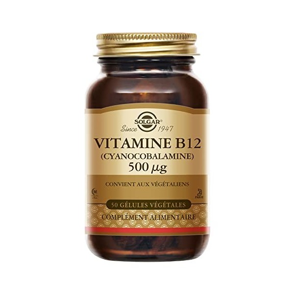 Solgar Vitamine B12 Cyanocobalamine 500 µg - Vitalité et énergie - Contribue à réduire la fatigue - Vegan - Vitamines - Com