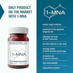 Endotelio 1-MNA, Supplément Anti-âge, Optimise le NAD+, Biohacking, Soutien à la Santé Cellulaire, Formulé Scientifiquement a
