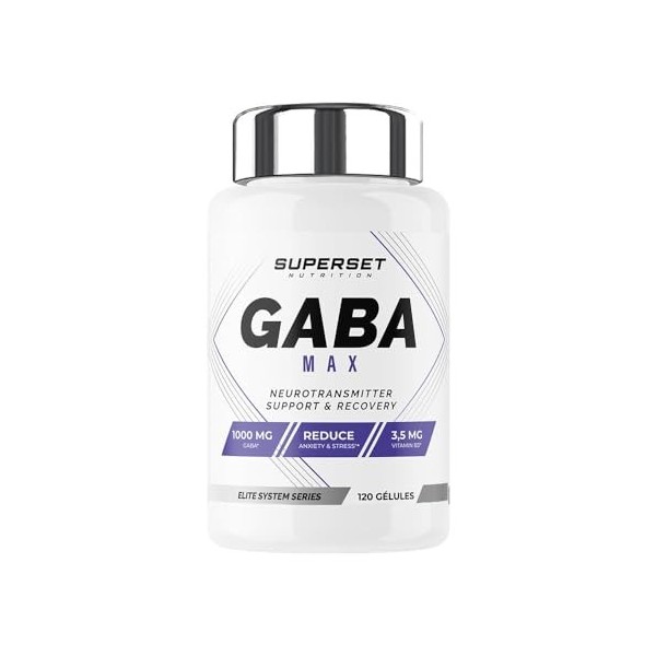 Superset Nutrition - Gaba Max 120 capsules végétales - Favorise un sommeil réparateur et aide à améliorer la récupération m