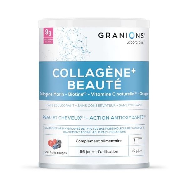 GRANIONS COLLAGENE MARIN + BEAUTE - Collagene et Acide Hyaluronique, Biotine Cheveux, Vitamine C - Beauté Peau - Complement A