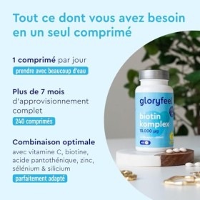 Biotine 10000 mcg - 400 comprimés +1 an - Biotine Zinc Sélénium pour la peau, les cheveux & les ongles* - Avec Vitamines C,
