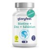 Biotine pour Cheveux et Barbe Extra Fort, Zinc 10mg, Sélénium 55 μg & Vitamine B7, Favorise la Repousse des Cheveux, la Peau 