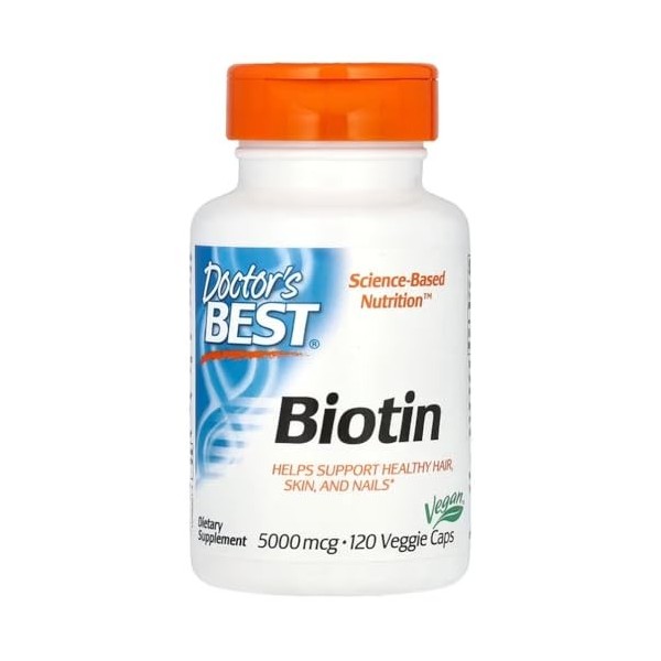 Doctors Best - Biotine 5000mcg | Support pour la peau, les cheveux et les ongles - 120 capsules