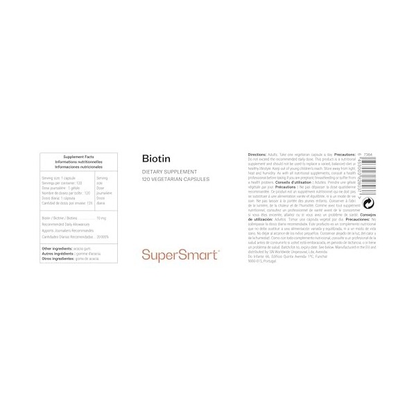 Biotine - Pour des Cheveux Forts et Brillants - Haut Dosage - 100% Biotine - Soutient la Santé Capillaire - Favorise une Chev