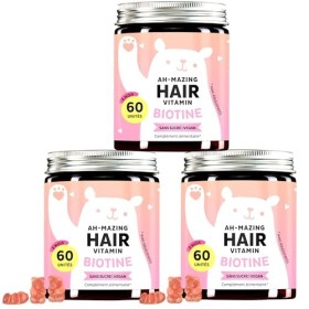 Gummies Cheveux - Végan et Sans Sucre - 3 Packs de 60 Gummies - Vitamines Capillaires, Biotine, Acide Folique, Zinc - Cheveux