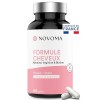 NOVOMA Formule Cheveux, Pousse & Fortification, Complément Alimentaire avec Biotine, Kératine, Sélénium, Zinc & Roquette, Cur