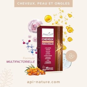 Vitamines pour les Cheveux, la peau et les ongles Essence Pure | Biotine, Collagène, Argousier, MSM, Saw Palmetto | Perte de 