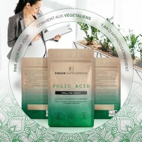FS Acide Folique | 365 Comprimés Folic Acid Haute Teneur – 400 µg Acide Folique par portion | Vitamine B9 Acide Folique | San