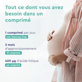 Acide Folique 400µg - Pour la Croissance des Tissus Maternels et le Système Immunitaire* - Conçu pour 1 Trimestre 3 Mois - 
