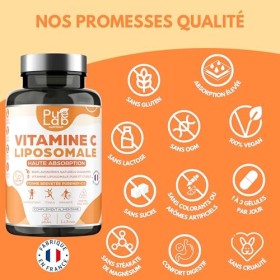 Vitamine C Liposomale 1000mg - Haute Absorption - Immunité, Antioxydant, Tonus - Formule Brevetée PureWay™ - Sans Lactose, Sa
