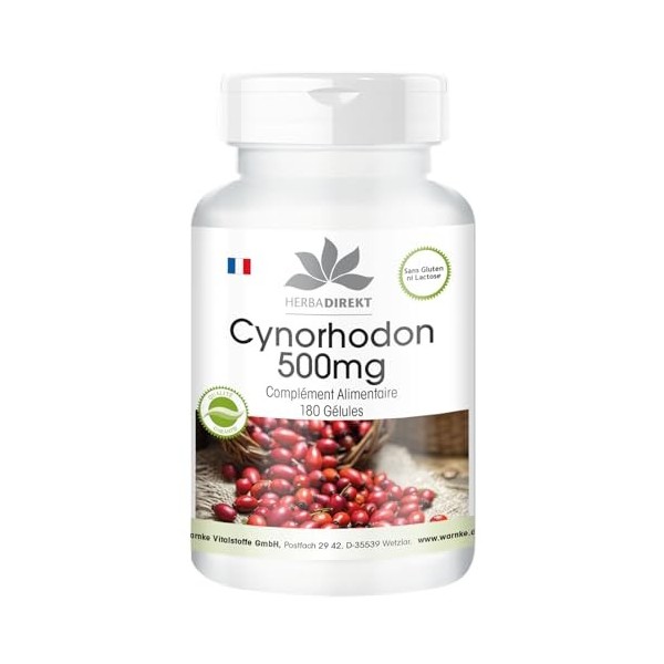 Gélules de cynorrhodon - 500mg - hautement dosé - végétalien - 180 gélules - avec acérola | Warnke Vitalstoffe - Qualité des 