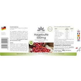 Gélules de cynorrhodon - 500mg - hautement dosé - végétalien - 180 gélules - avec acérola | Warnke Vitalstoffe - Qualité des 