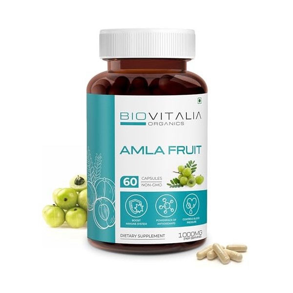 Biovitalia Organics Amla Fruit 1000 mg Capsule | Complément alimentaire | Soutient la santé | Favoriser la digestion | Souten