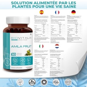 Biovitalia Organics Amla Fruit 1000 mg Capsule | Complément alimentaire | Soutient la santé | Favoriser la digestion | Souten