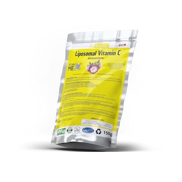 Vitamine C liposomale + poudre dextrait standardisé de mangoustan - Poudre 150g pur 100% naturel sans additif - Pour soupe, 