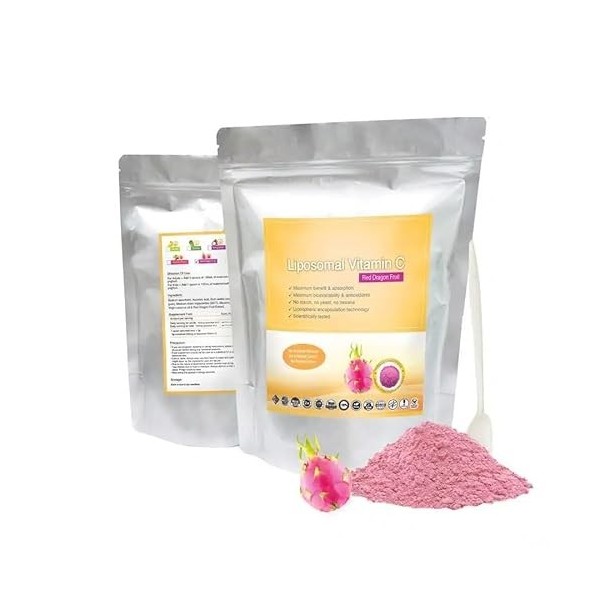 Vitamine C liposomale + poudre dextrait standardisé du fruit du dragon - Poudre 150g pur 100% naturel sans additif - Pour so