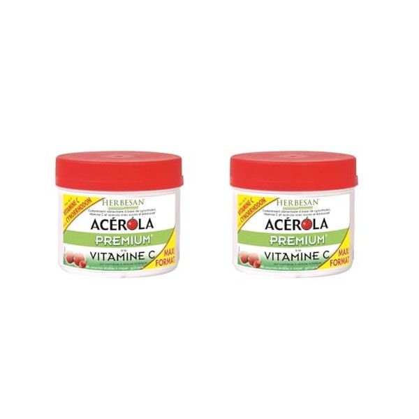 HERBESAN®- ACEROLA PREMIUM - Haute concentration en Vitamine C-Réduction de la fatigue - Acérola naturelle - 90 comprimés à c