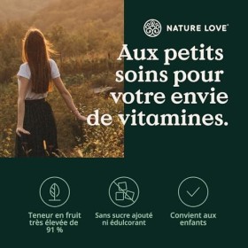 NATURE LOVE® Gommes Vitamine C – 120 pcs – 120mg par jour pour les adultes, 40mg pour les enfants – sans sucre ajouté ni édul