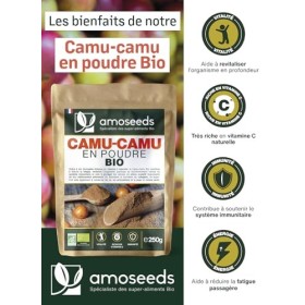 Camu-camu en poudre BIO 250G | 125% apports en Vitamine C | 100% Naturel et Pur | Immunité, Vitalité, Antioxydant | Sans OGM,
