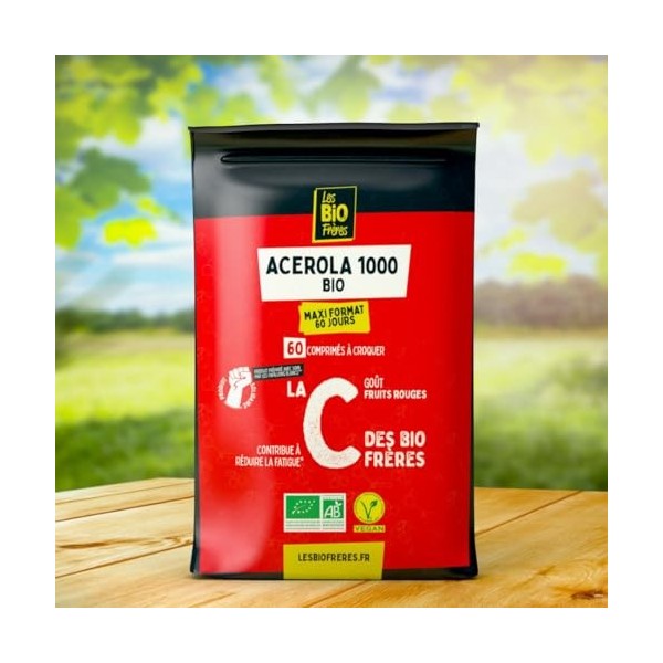 Vitamine C 1000mg – Réduit la Fatigue – Soutient le Système Immunitaire – Cure de 2 mois – 60 comprimés à croquer – Acérola B