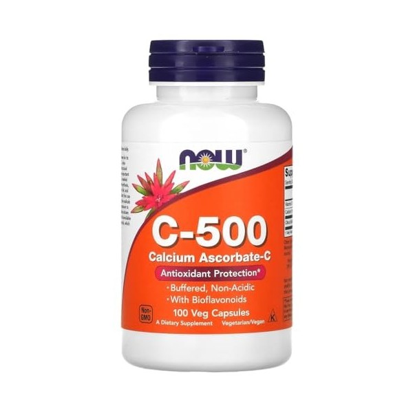 Now Foods - C-500 | Vitamine C-500 Calcium Ascorbate | Haute concentration en Vitamine C pour le soutien du système immunitai