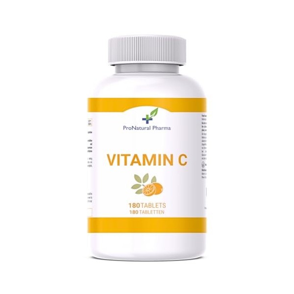 Vitamine C 1000 mg | 180 comprimés végétaliens |Approvisionnement de 3 mois |Système immunitaire |Fatigue et stress