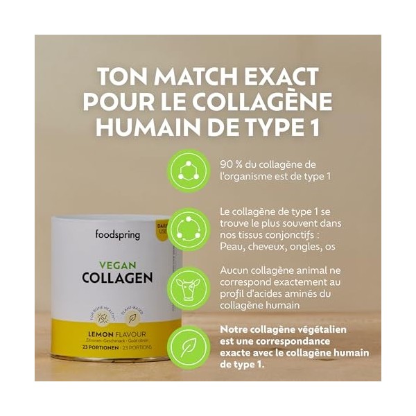 foodspring - Poudre de collagène végétal avec VeCollal® - Collagène végétal identique au type I humain - Supplément avec vita