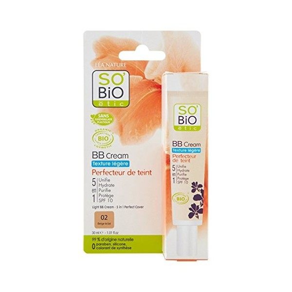 SoBio Étic Teint BB Crème Texture Légère 02 Beige Éclat Tube de 30 ml