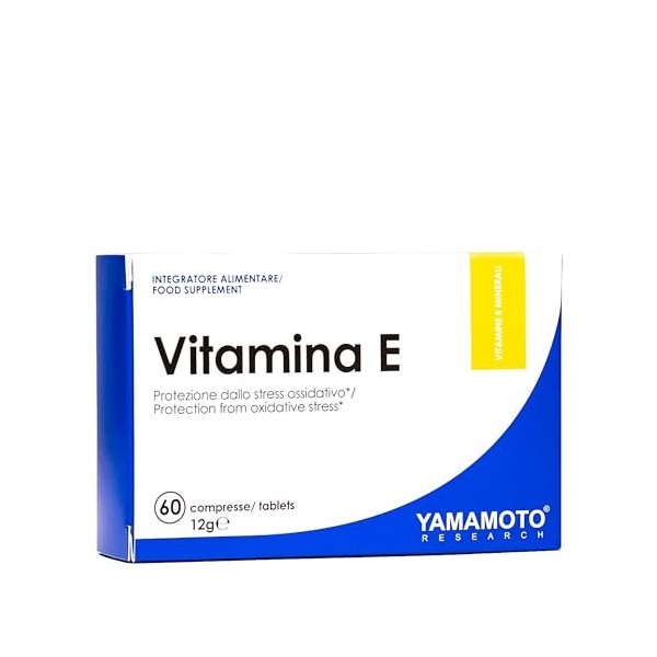 YAMAMOTO RESEARCH Vitamina E 60mg 60 Comprimés, Protection Cellulaire contre le Stress Oxydatif
